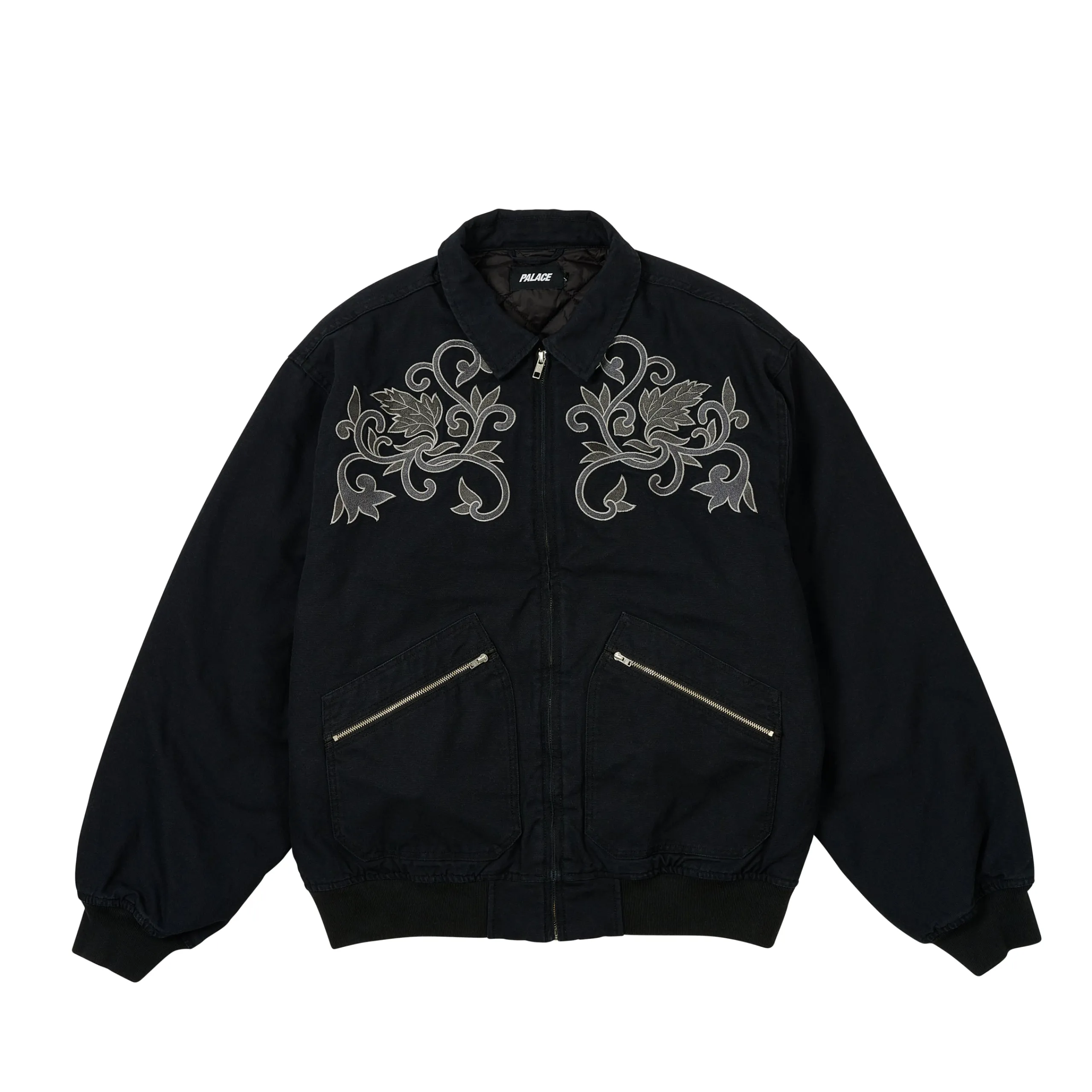Discount FLORAL CANVAS BOMBER JACKET BLACK Jackets