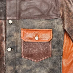 New PATCHY LEATHER JACKET MULTI Jackets